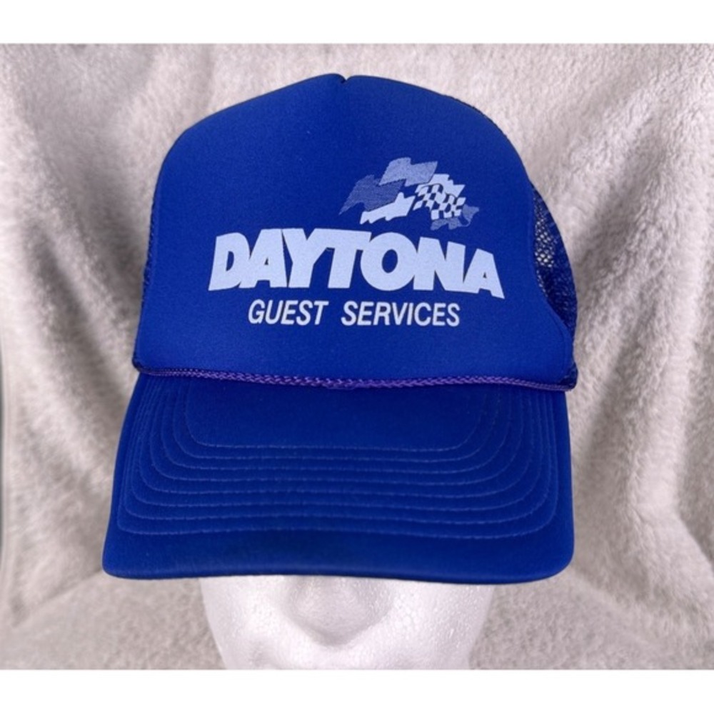 Vintage Style Foam Trucker Hat‎ Cap  Daytona 500 NASCAR Guest Services Blue